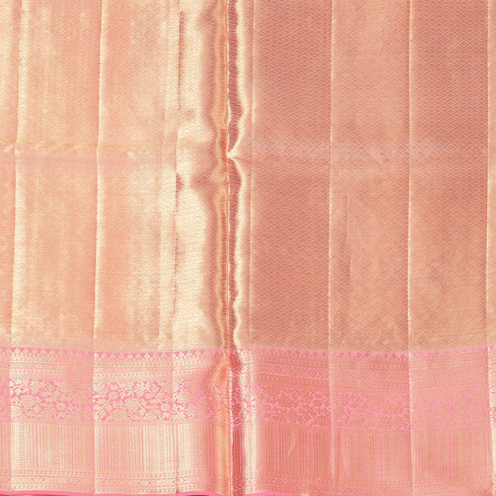 Hayagrivas Handloom Peach Pink Kanjivaram Silk Saree KBF210E33-1