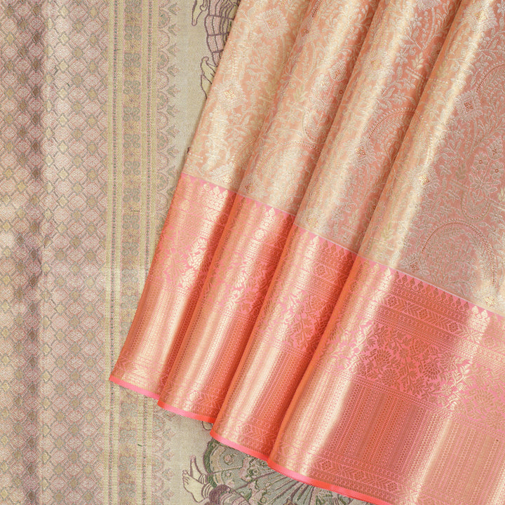 Hayagrivas Handloom Peach Pink Kanjivaram Silk Saree KBF210E33-1