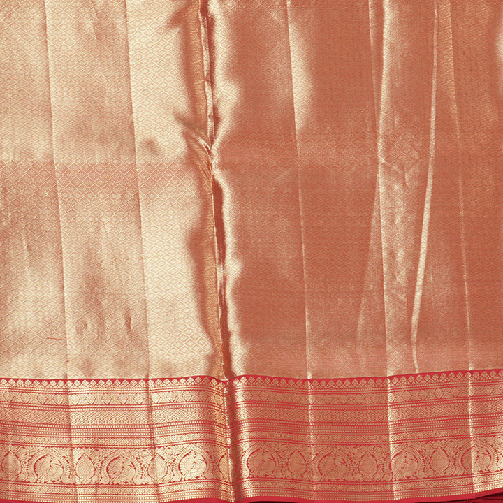 Hayagrivas Handloom Silver Grey Kanjivaram Silk Saree with Red Border KBF210E34-1