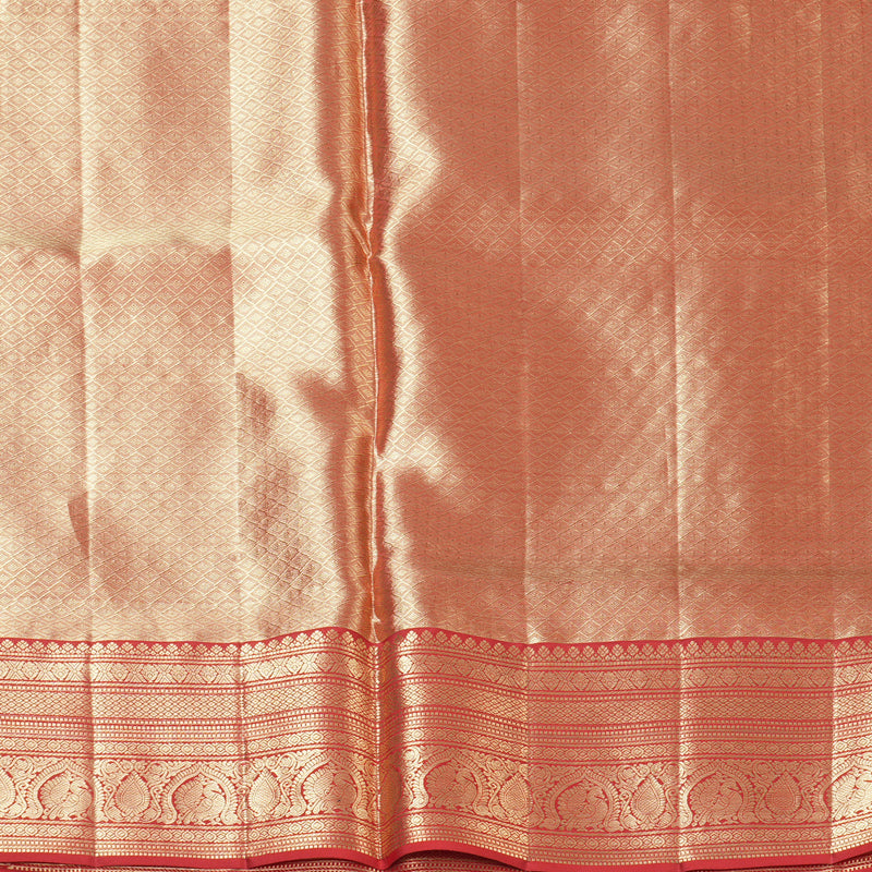 Hayagrivas Handloom Golden Beige Kanjivaram Silk Saree with Red Border KBF210E34-2