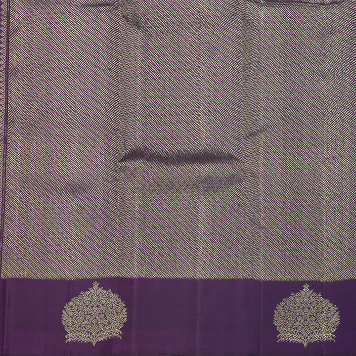Hayagrivas Handloom Rust Orange Kanjivaram Silk Saree with Purple Border KBF210E35-4