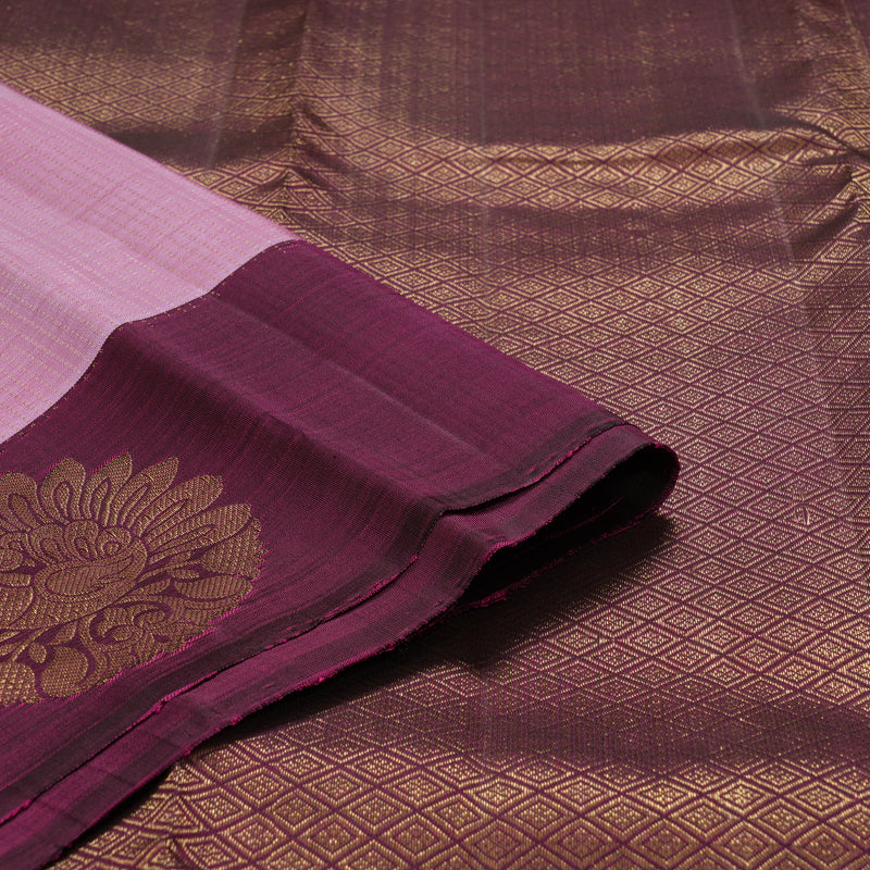 Hayagrivas Handloom Onion Pink Kanjivaram Silk Saree with Wine Purple Border KBF210E36-3