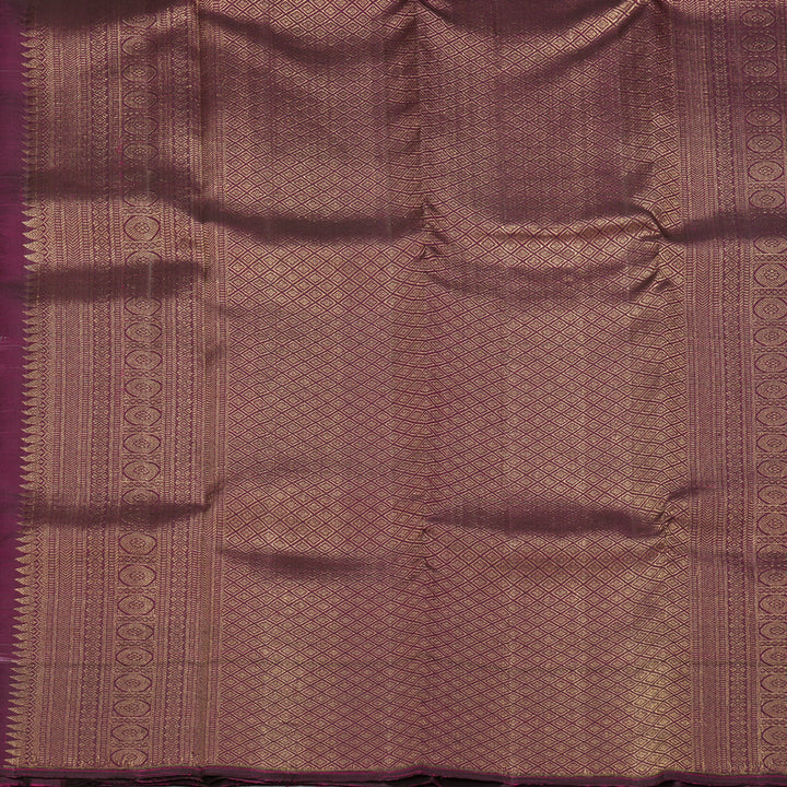 Hayagrivas Handloom Onion Pink Kanjivaram Silk Saree with Wine Purple Border KBF210E36-3