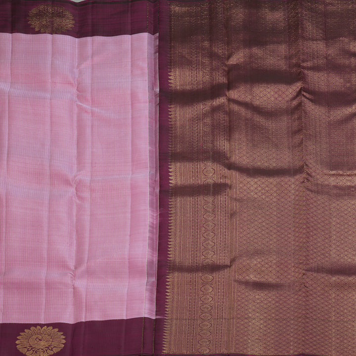 Hayagrivas Handloom Onion Pink Kanjivaram Silk Saree with Wine Purple Border KBF210E36-3