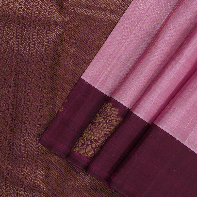 Hayagrivas Handloom Onion Pink Kanjivaram Silk Saree with Wine Purple Border KBF210E36-3