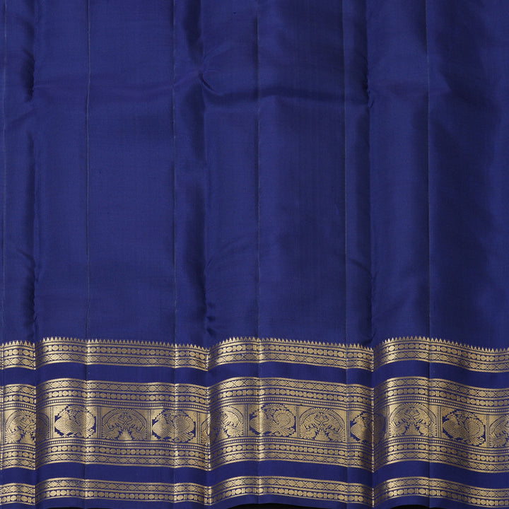 Hayagrivas Handloom Rama Green Kanjivaram Silk Saree with Dark Blue Border KBF210E37-1