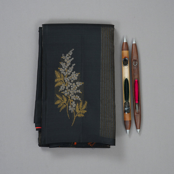 Hayagrivas Handloom Black Kanjivaram Silk Saree KBF210E38-1