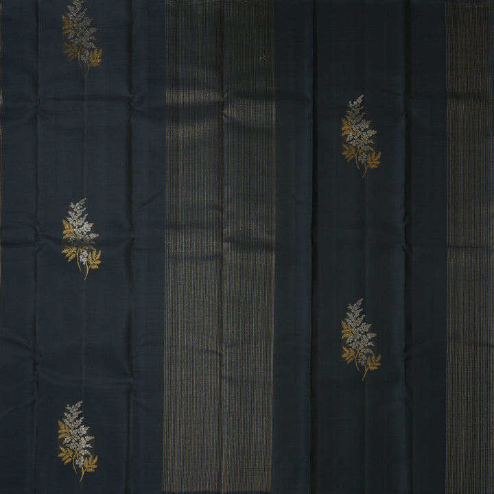 Hayagrivas Handloom Black Kanjivaram Silk Saree KBF210E38-1