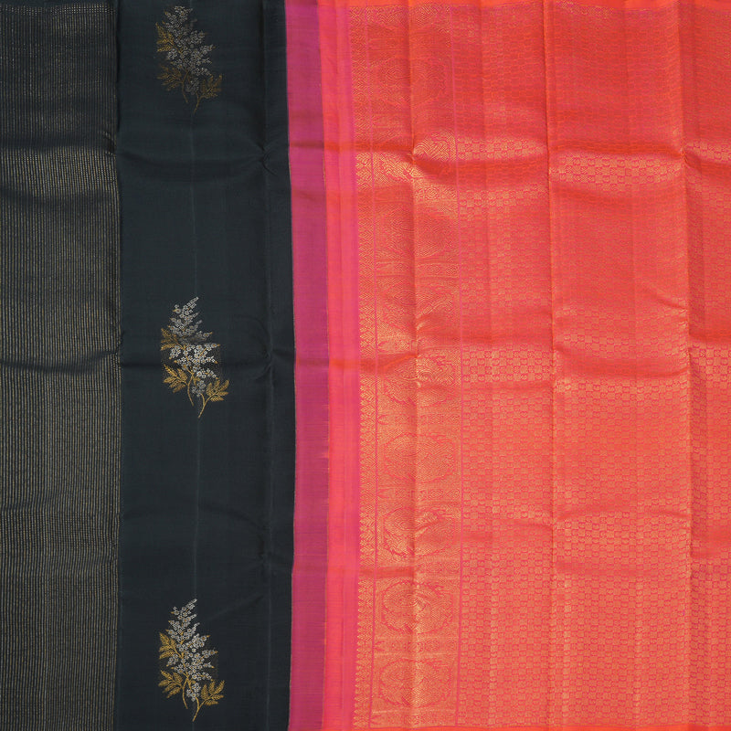 Hayagrivas Handloom Black Kanjivaram Silk Saree KBF210E38-1