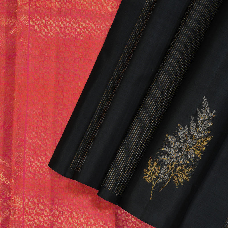 Hayagrivas Handloom Black Kanjivaram Silk Saree KBF210E38-1