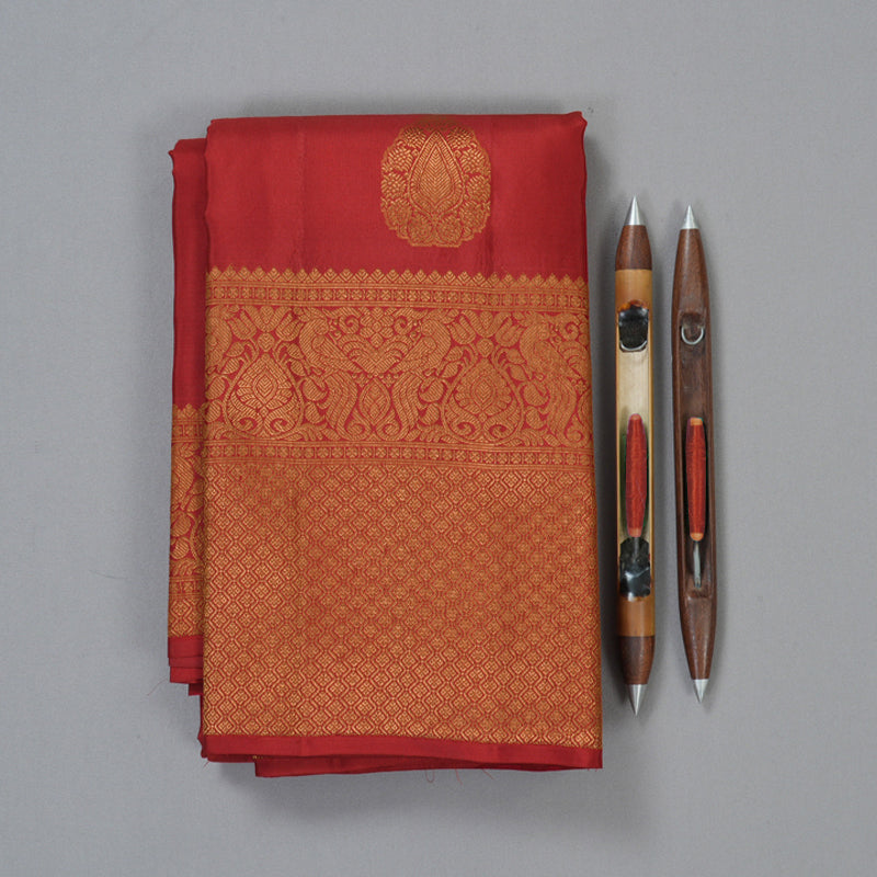 Hayagrivas Handloom Maroon Kanjivaram Silk Saree KBF210E39-1