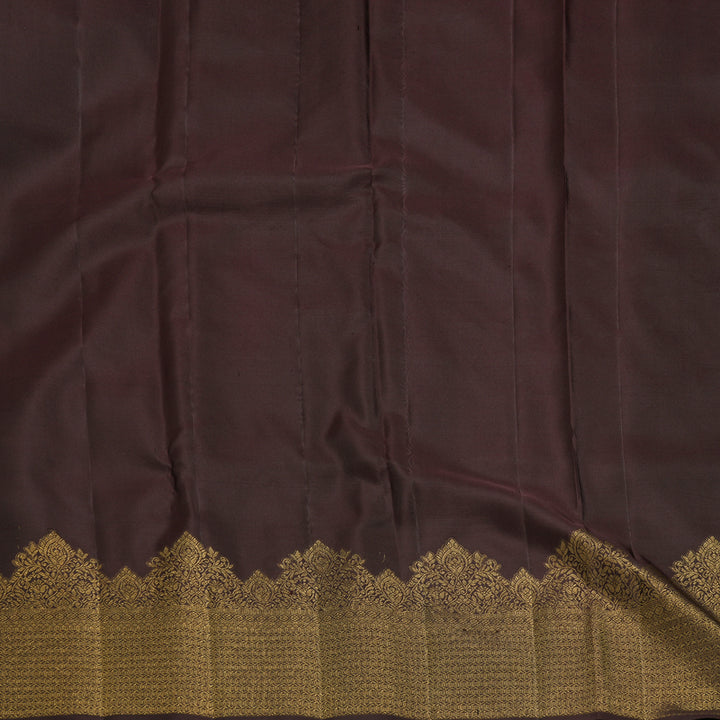 Hayagrivas Handloom Dark Brown Kanjivaram Silk Saree KBF210E39-11