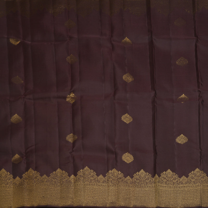 Hayagrivas Handloom Dark Brown Kanjivaram Silk Saree KBF210E39-11