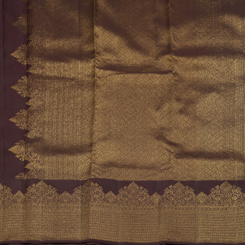 Hayagrivas Handloom Dark Brown Kanjivaram Silk Saree KBF210E39-11