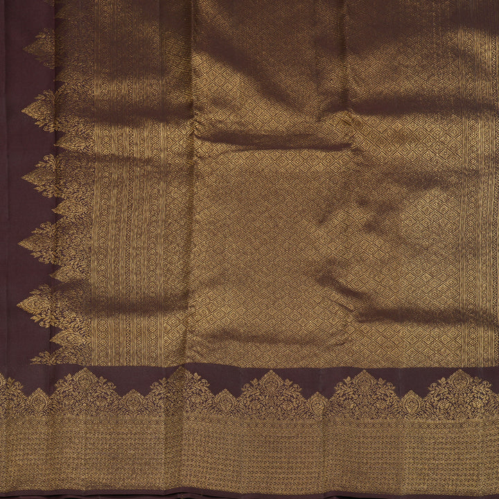 Hayagrivas Handloom Dark Brown Kanjivaram Silk Saree KBF210E39-11