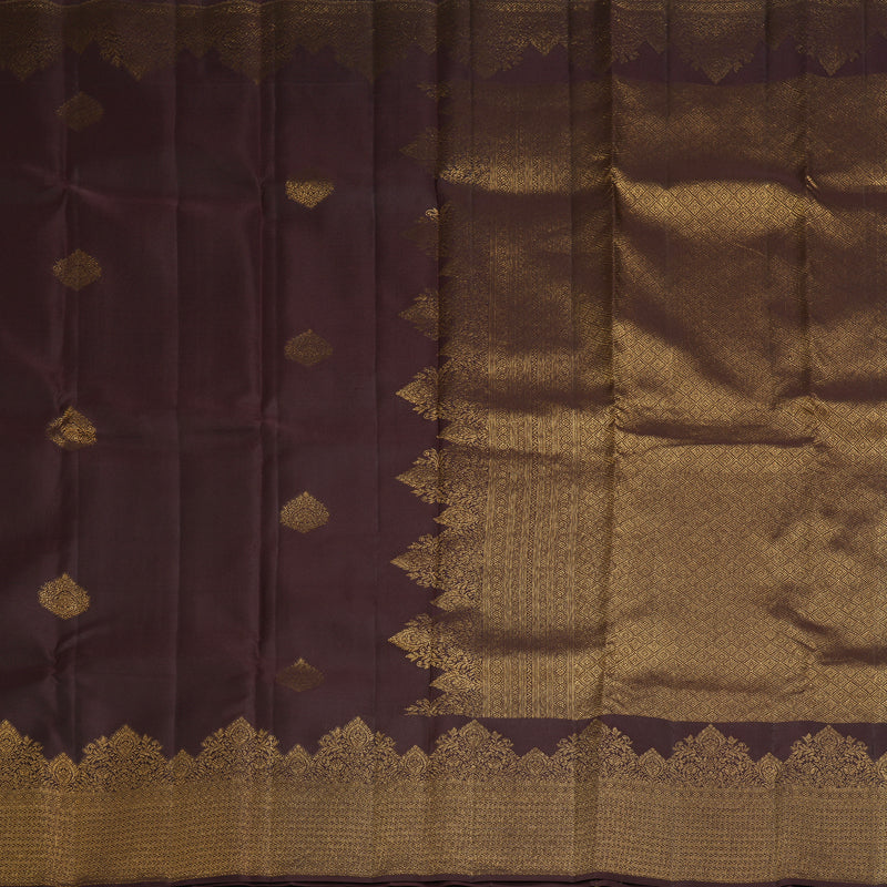 Hayagrivas Handloom Dark Brown Kanjivaram Silk Saree KBF210E39-11