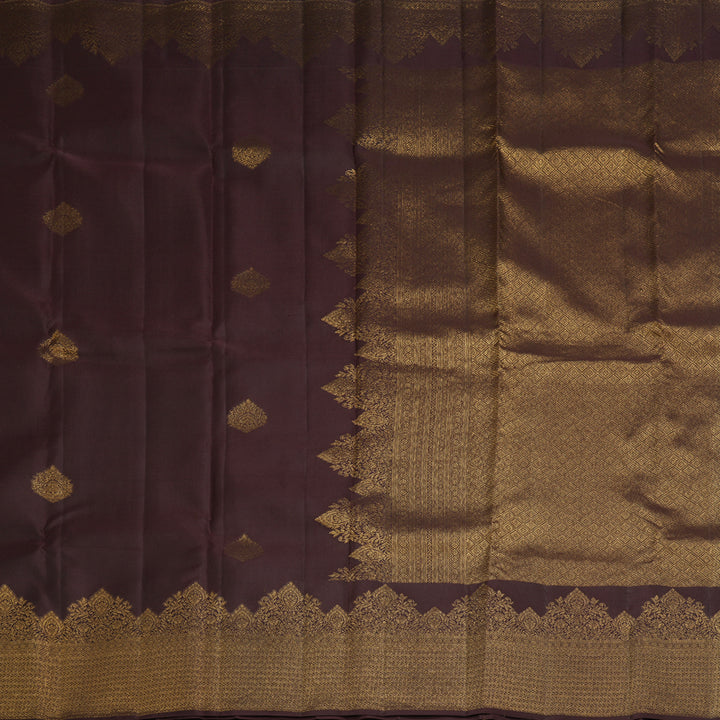 Hayagrivas Handloom Dark Brown Kanjivaram Silk Saree KBF210E39-11