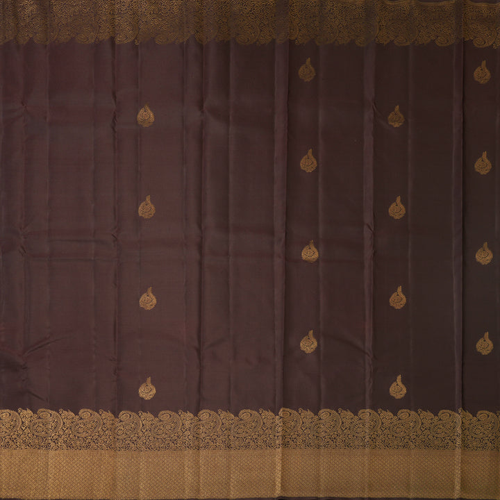 Hayagrivas Handloom Dark Brown Kanjivaram Silk Saree KBF210E39-3