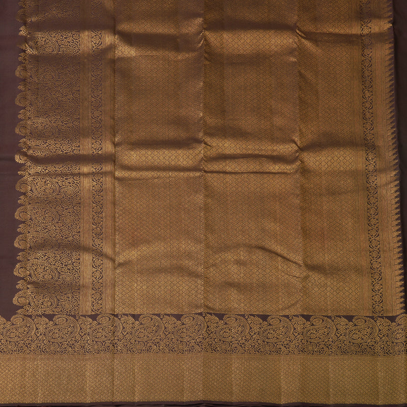 Hayagrivas Handloom Dark Brown Kanjivaram Silk Saree KBF210E39-3
