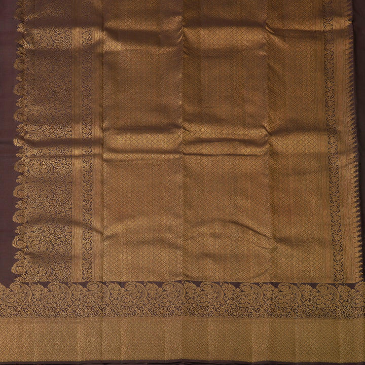 Hayagrivas Handloom Dark Brown Kanjivaram Silk Saree KBF210E39-3