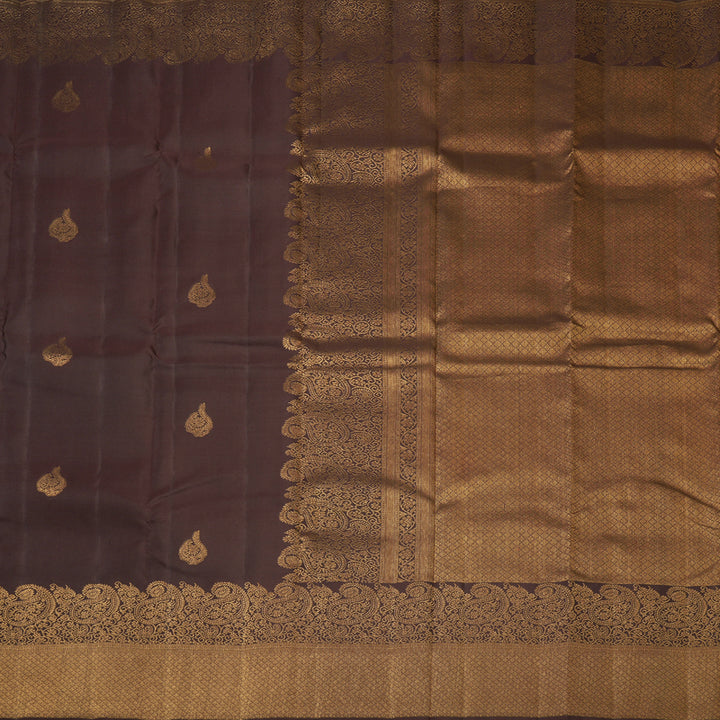 Hayagrivas Handloom Dark Brown Kanjivaram Silk Saree KBF210E39-3