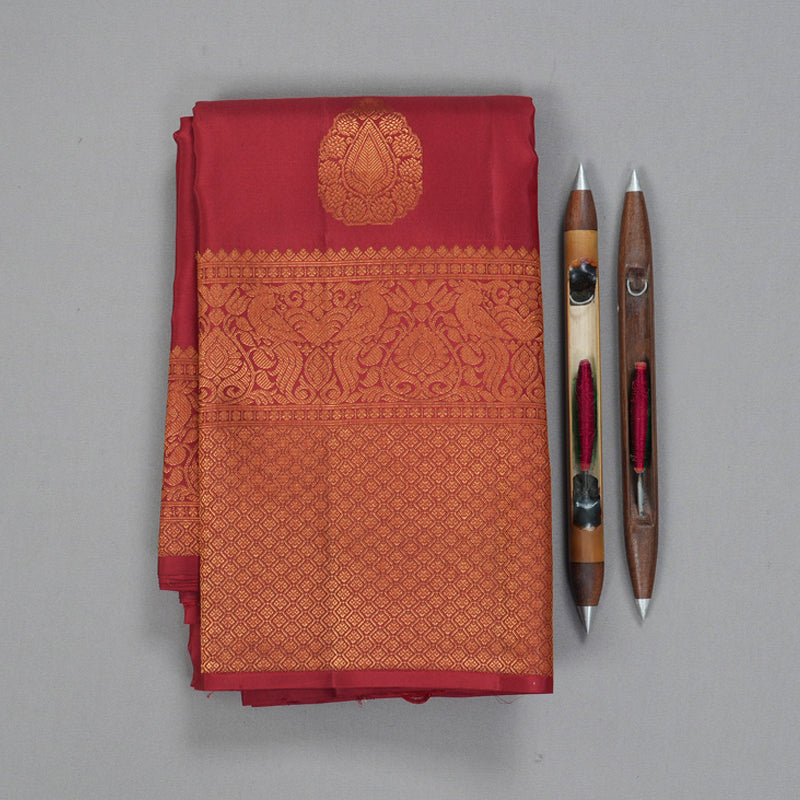 Hayagrivas Handloom Maroon Kanjivaram Silk Saree KBF210E39-5