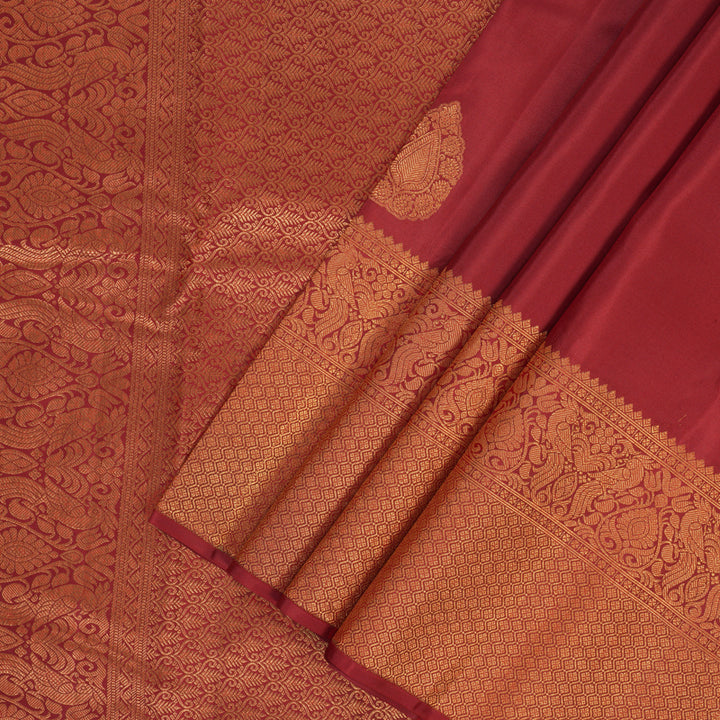 Hayagrivas Handloom Maroon Kanjivaram Silk Saree KBF210E39-5