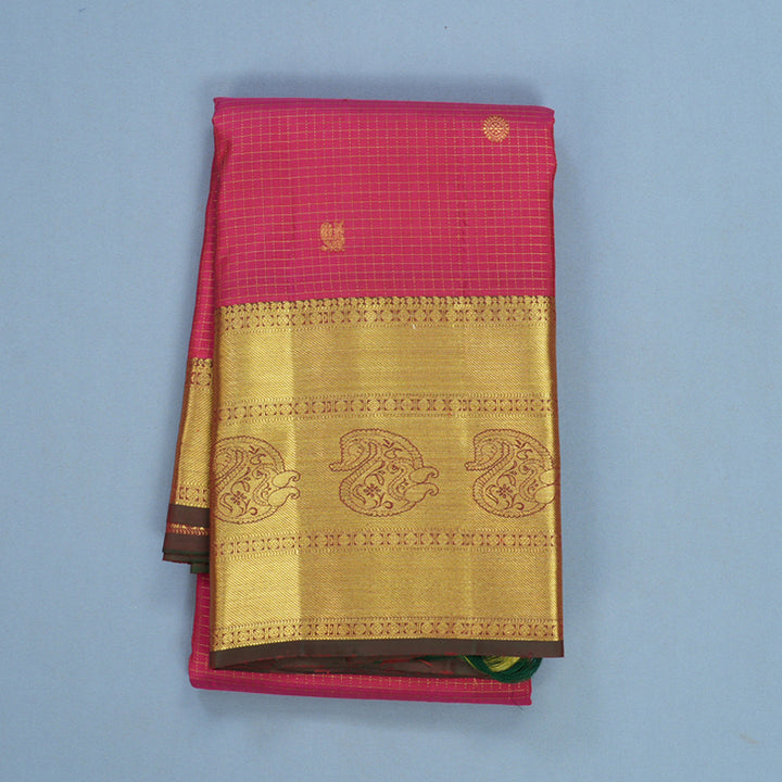 Hayagrivas Handloom Pink Kanjivaram Silk Saree with Manthalir Border KBF210E4-3