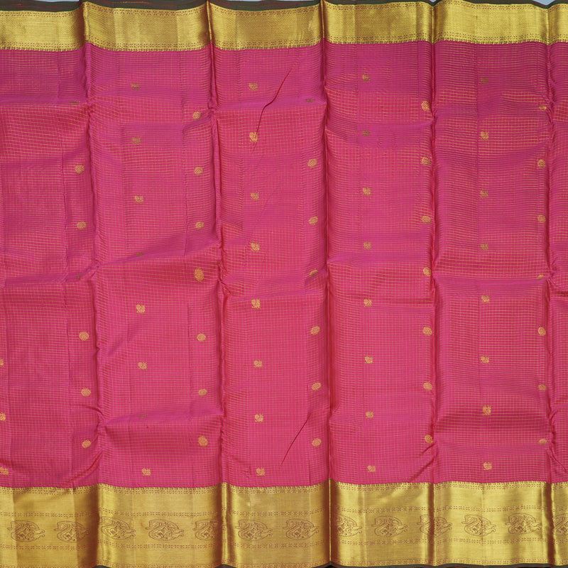 Hayagrivas Handloom Pink Kanjivaram Silk Saree with Manthalir Border KBF210E4-3