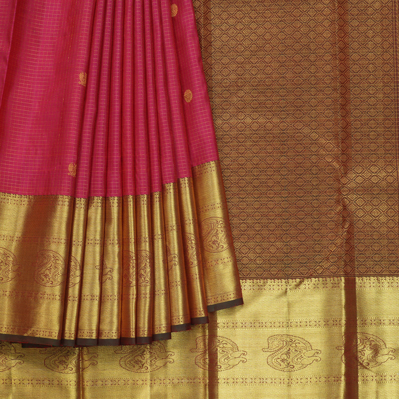 Hayagrivas Handloom Pink Kanjivaram Silk Saree with Manthalir Border KBF210E4-3