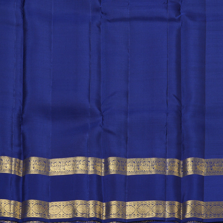 Hayagrivas Handloom Olive Green Kanjivaram Silk Saree with Dark Blue Border KBF210E6-1