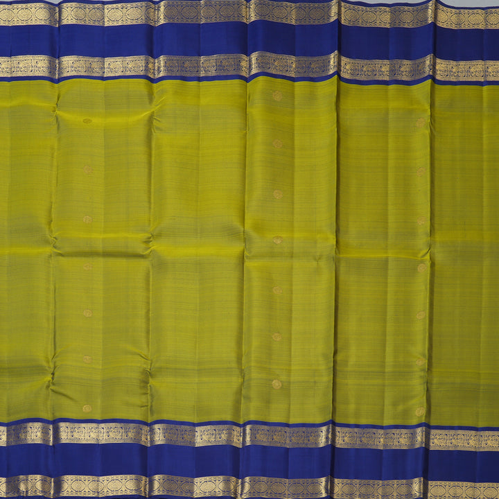 Hayagrivas Handloom Olive Green Kanjivaram Silk Saree with Dark Blue Border KBF210E6-1