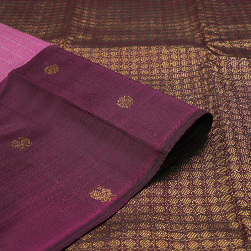Hayagrivas Handloom Persian Pink Kanjivaram Silk Saree with Dark Purple Border KBF210E9-1