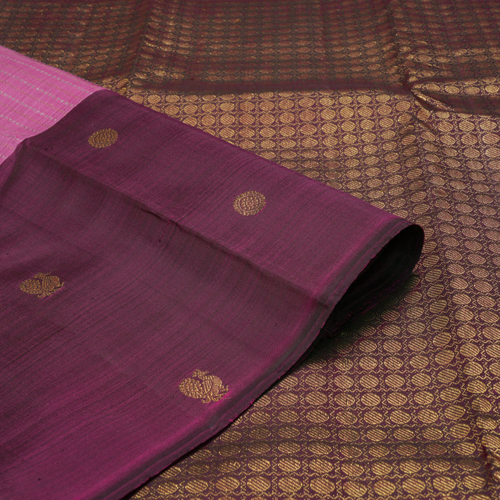 Hayagrivas Handloom Persian Pink Kanjivaram Silk Saree with Dark Purple Border KBF210E9-1