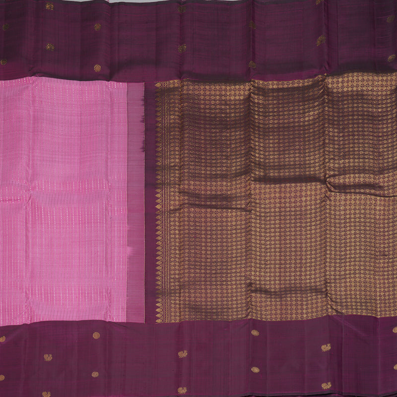 Hayagrivas Handloom Persian Pink Kanjivaram Silk Saree with Dark Purple Border KBF210E9-1