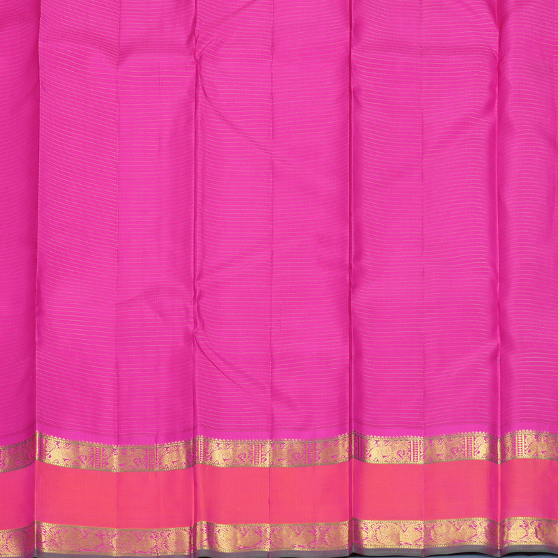 Hayagrivas Handloom White Kanjivaram Silk Saree with Orangish-Pink Border KBF211E10-1