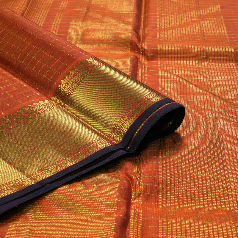 Hayagrivas Handloom Rust Orange Kanjivaram Silk Saree KBF211E12-1