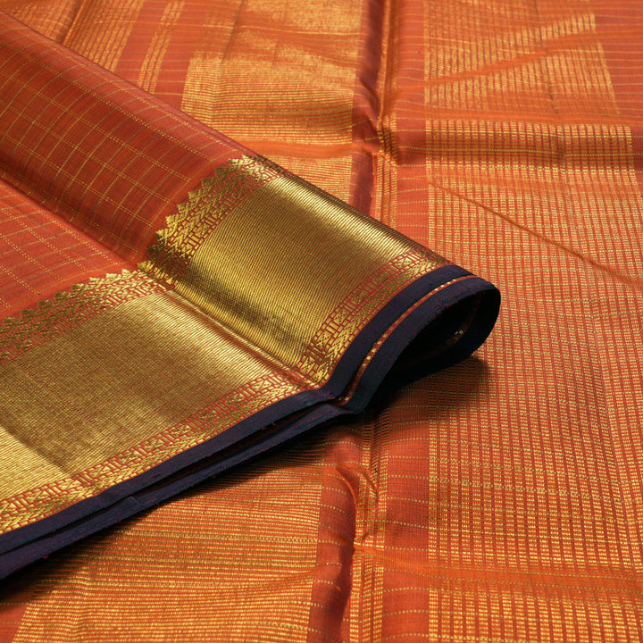Hayagrivas Handloom Rust Orange Kanjivaram Silk Saree KBF211E12-1