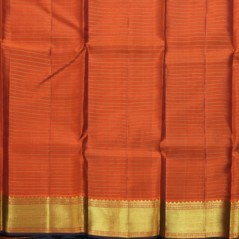 Hayagrivas Handloom Rust Orange Kanjivaram Silk Saree KBF211E12-1