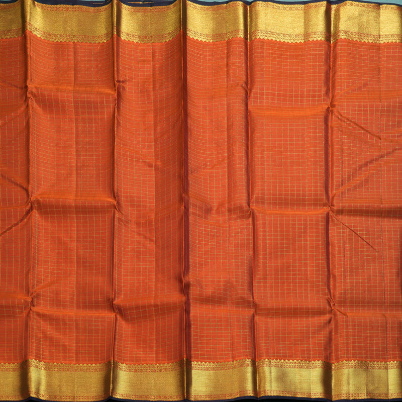 Hayagrivas Handloom Rust Orange Kanjivaram Silk Saree KBF211E12-1