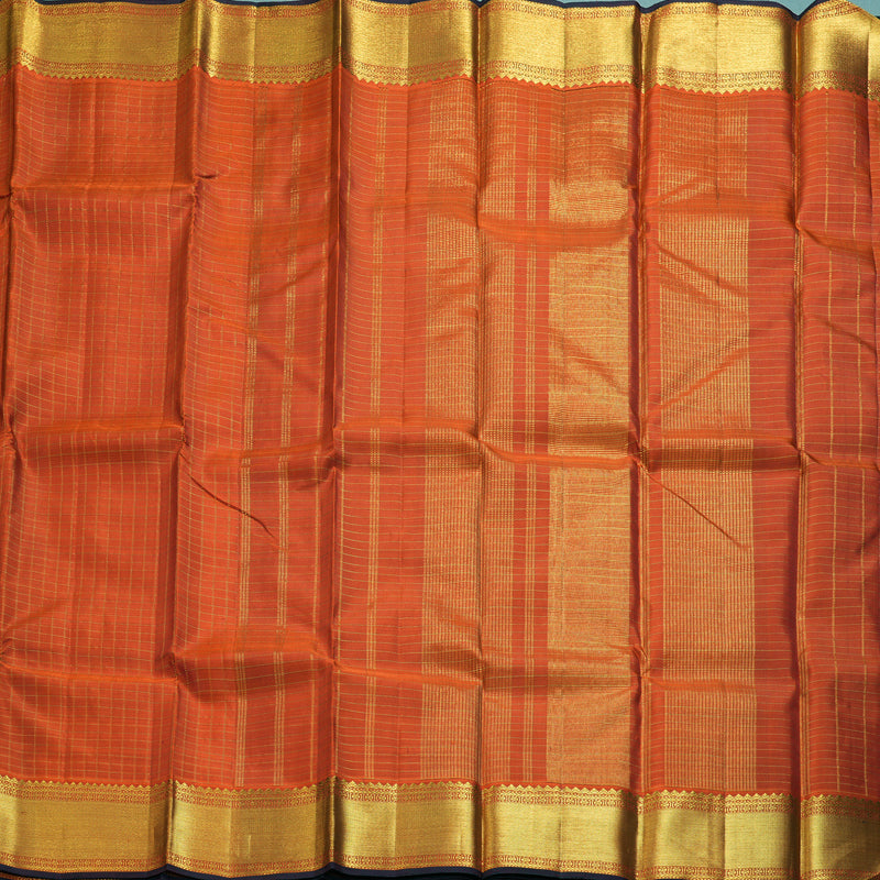 Hayagrivas Handloom Rust Orange Kanjivaram Silk Saree KBF211E12-1