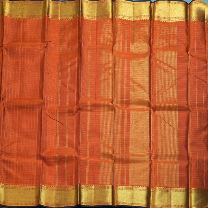 Hayagrivas Handloom Rust Orange Kanjivaram Silk Saree KBF211E12-1