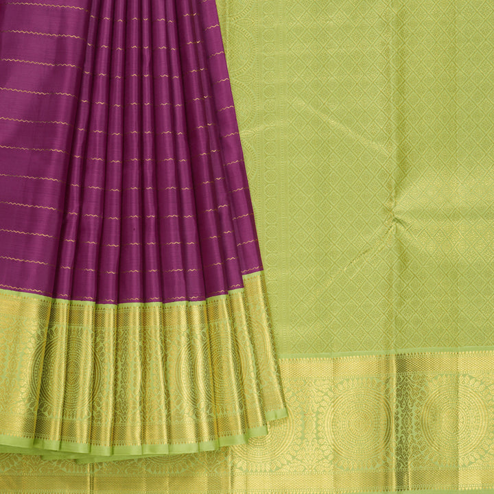 Hayagrivas Handloom Vadamalli Kanjivaram Silk Saree with Pista Green Border KBF211E14-1