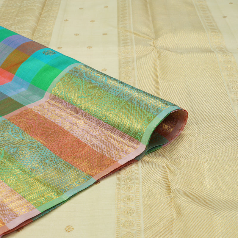 Hayagrivas Handloom Multicolour Checks Kanjivaram Silk Saree KBF211E17-1