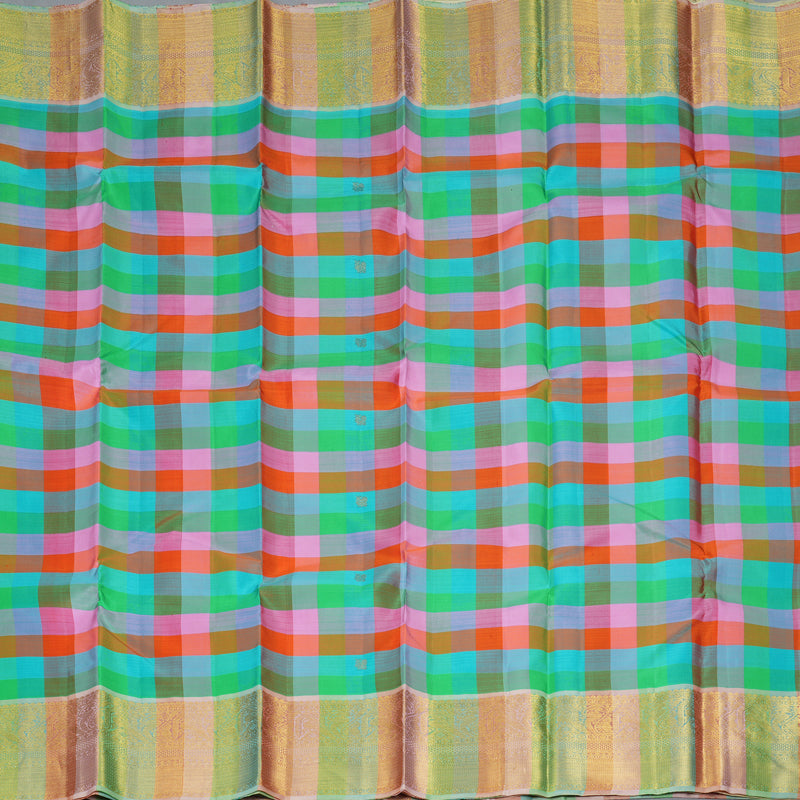 Hayagrivas Handloom Multicolour Checks Kanjivaram Silk Saree KBF211E17-1