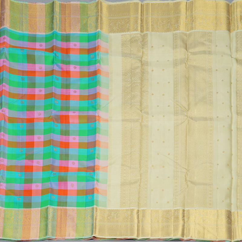 Hayagrivas Handloom Multicolour Checks Kanjivaram Silk Saree KBF211E17-1