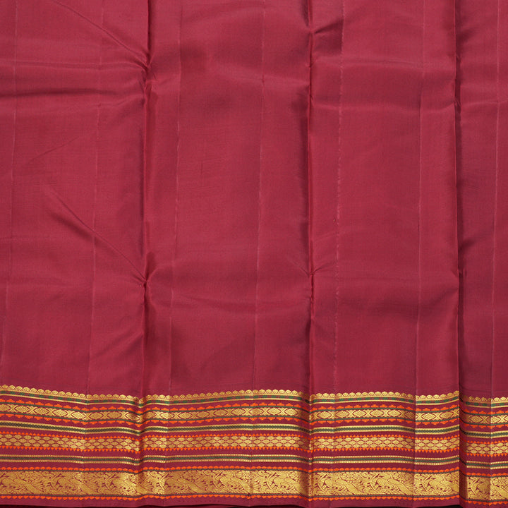 Hayagrivas Handloom Fluorescent Green Kanjivaram Silk Saree with Maroon Border KBF211E9-2