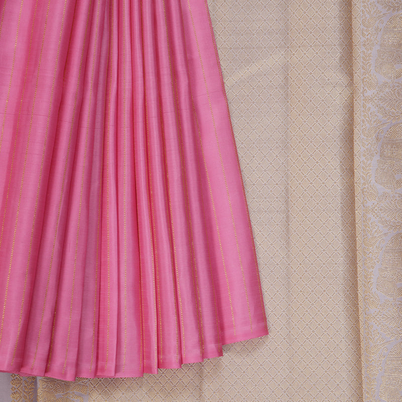 Hayagrivas Handloom Rose Pink Kanjivaram Silk Saree KBF211E22-1