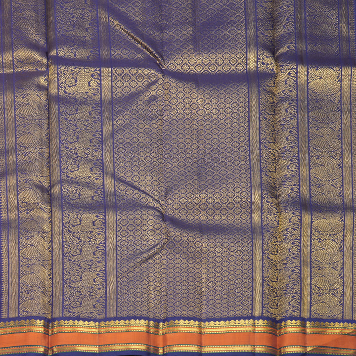 Hayagrivas Handloom Vadamalli Kanjivaram Silk Saree with Navy Blue Border KBF211E23-1