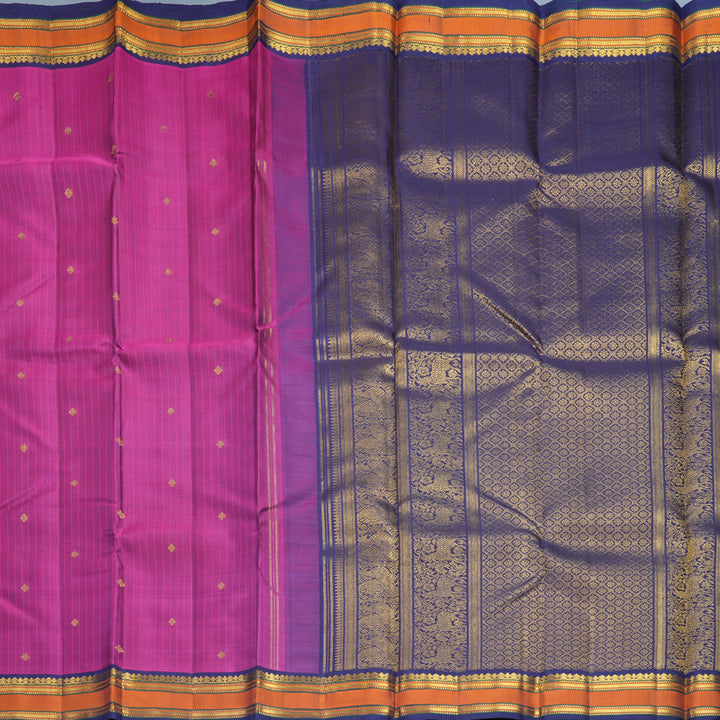 Hayagrivas Handloom Vadamalli Kanjivaram Silk Saree with Navy Blue Border KBF211E23-1